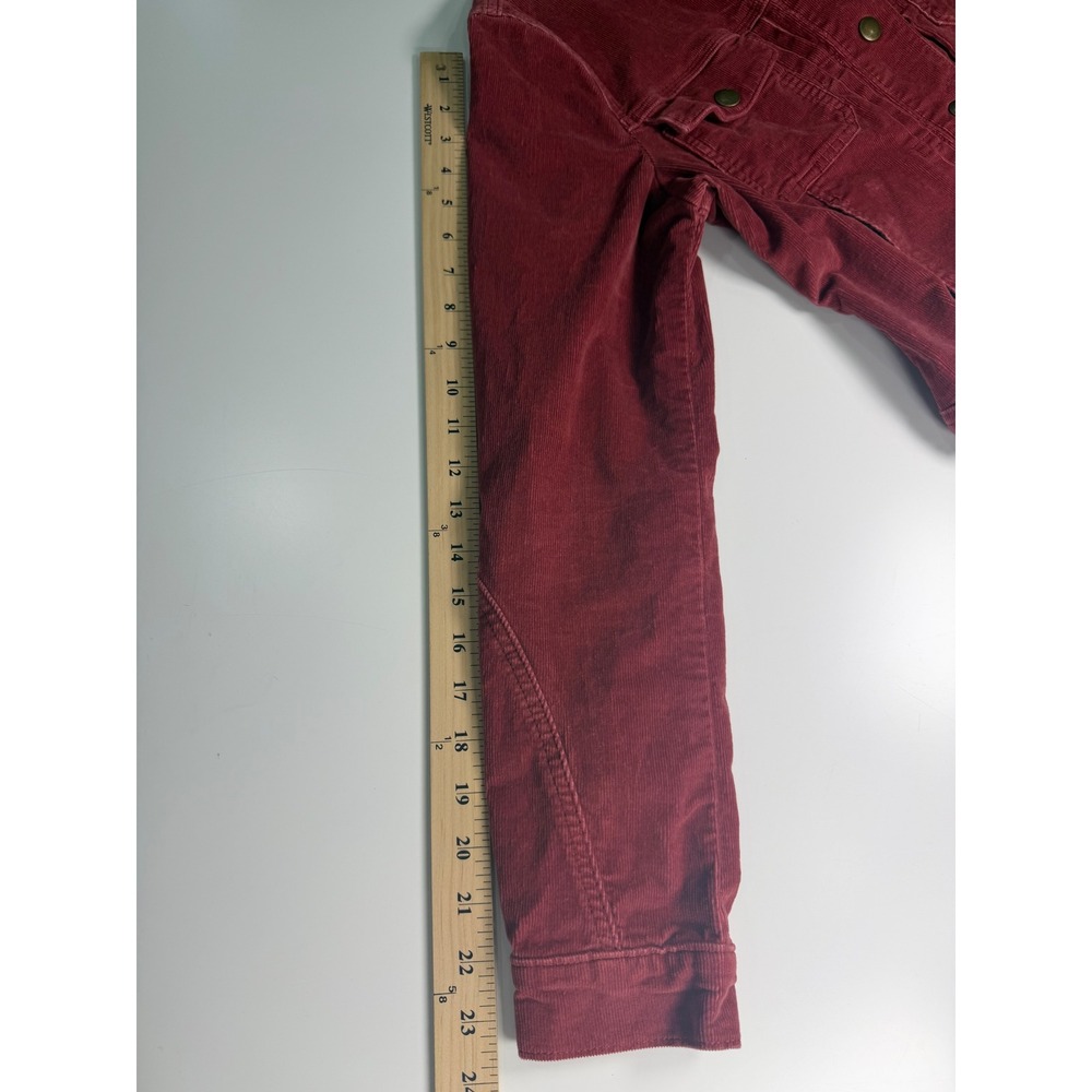 Levis Corduroy Trucker Jacket Womens Large Red Burgundy Button Front Coat - Picture 7 of 8